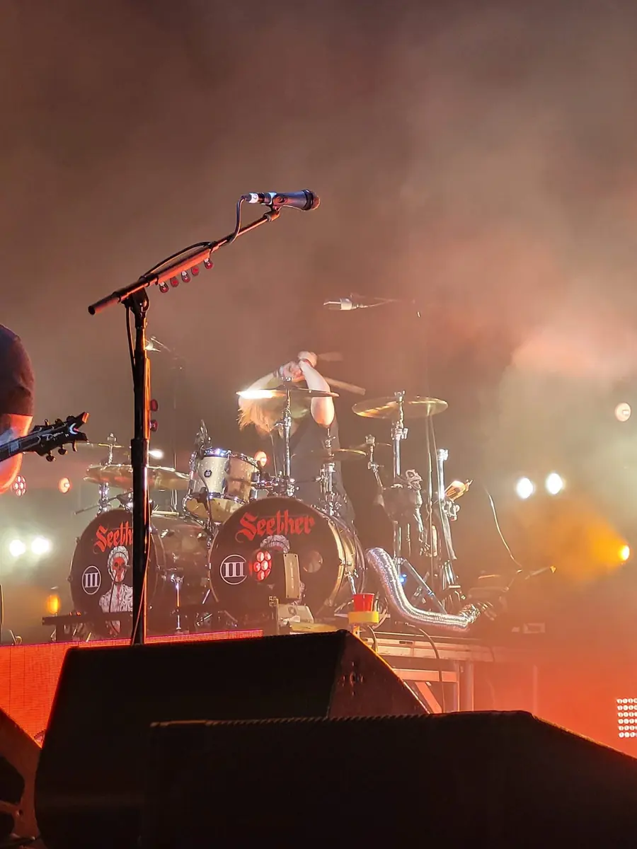 John Humphrey behind the drum kit